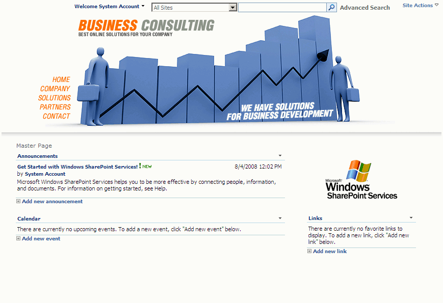 Sharepoint 2007 sample master page - Home